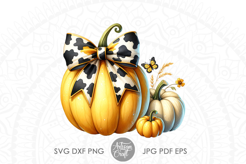 pumpkin-with-coquette-bow-in-cow-print-western-halloween