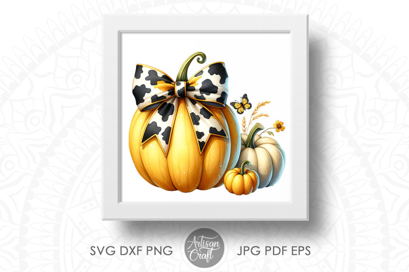 pumpkin-with-coquette-bow-in-cow-print-western-halloween