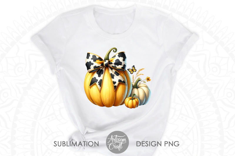 pumpkin-with-coquette-bow-in-cow-print-western-halloween