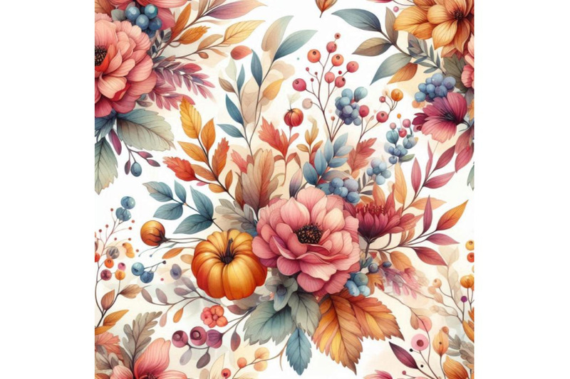 autumn-watercolor-floral-seamless-pattern