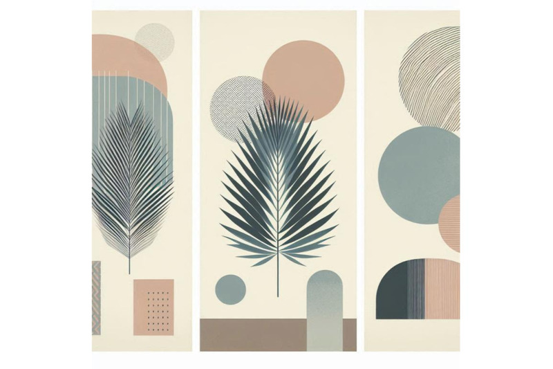 abstract-geometric-natural-shapes-poster-set-in-mid-c