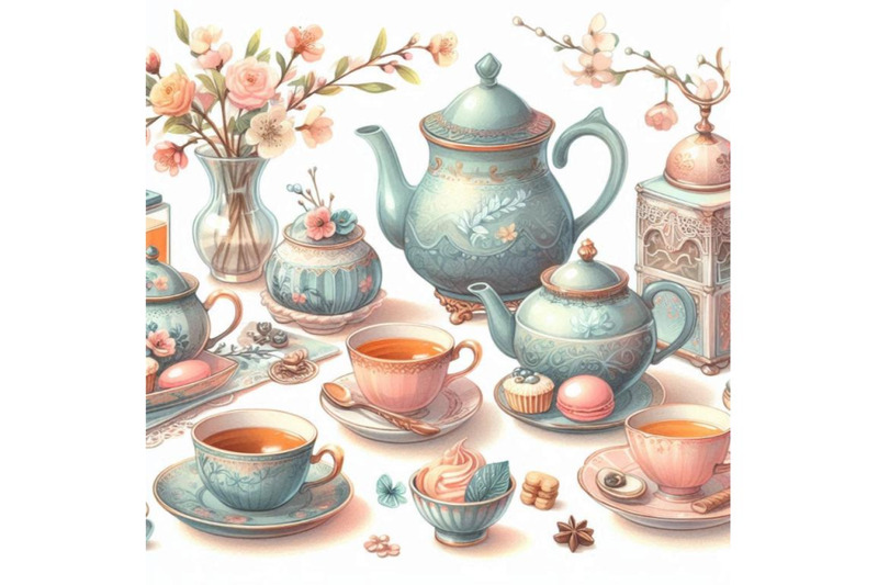 watercolor-tea-set