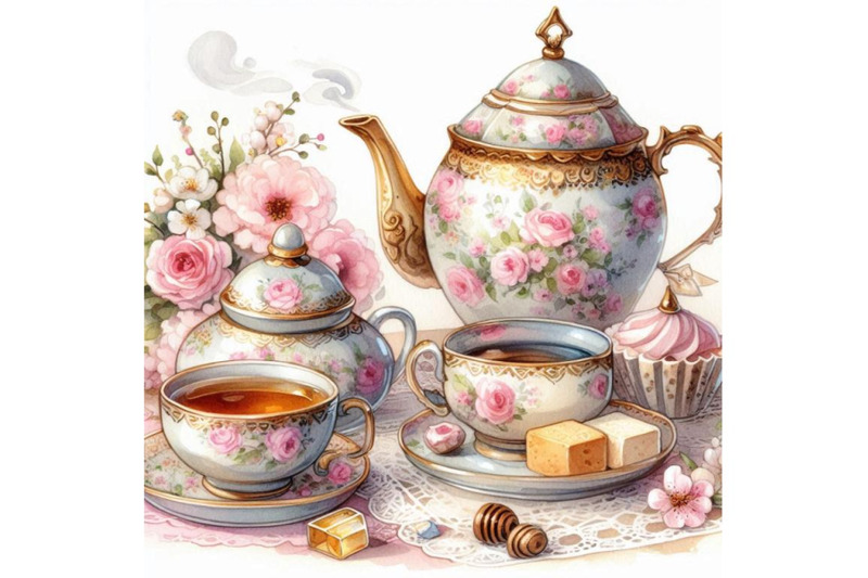 watercolor-tea-set