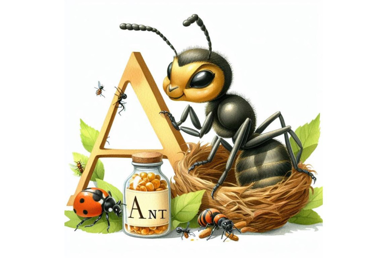 animal-alphabet-a-with-ant