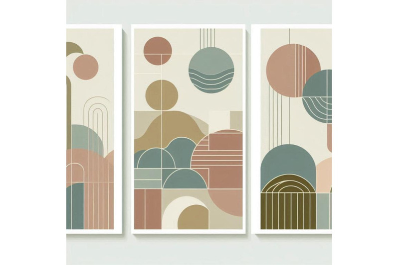 abstract-geometric-natural-shapes-poster-set-in-mid-c