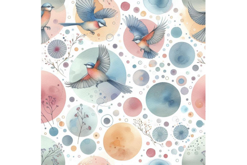 abstract-watercolor-circles-and-flying-birds-seamless-p