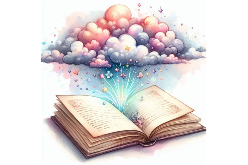 watercolor-open-book-with-magic-cloud