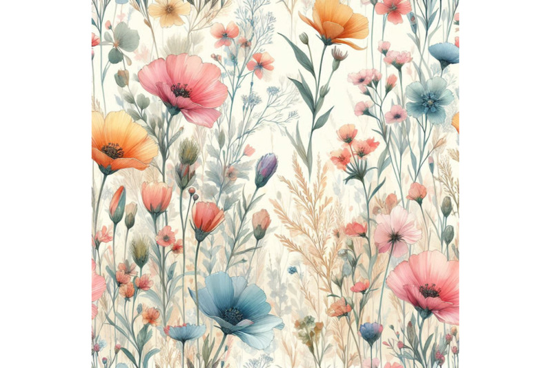 meadow-watercolor-and-ink-flower-seamless-pattern