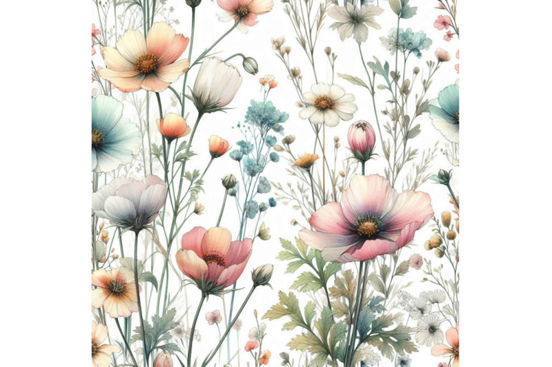 meadow-watercolor-and-ink-flower-seamless-pattern