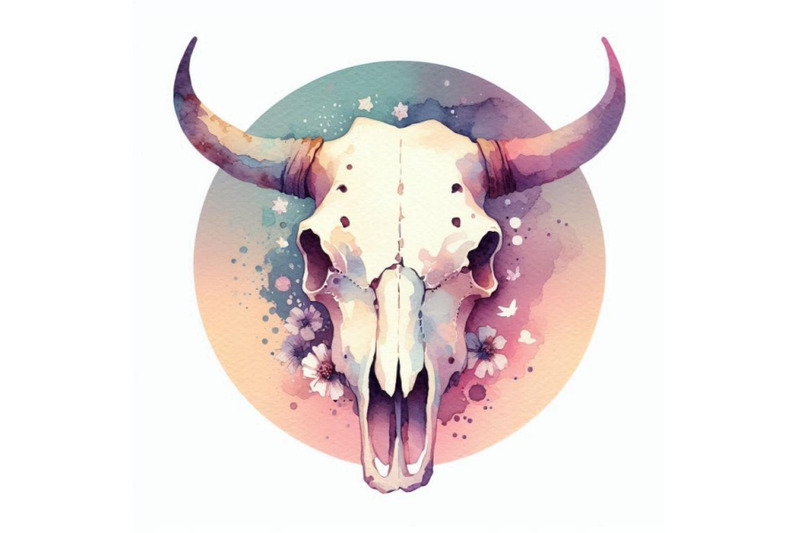 watercolor-cow-skull