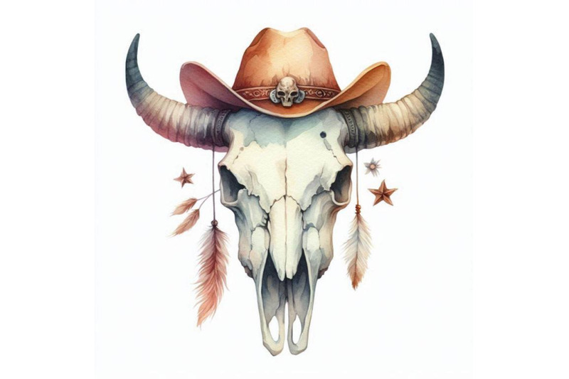 watercolor-cow-skull