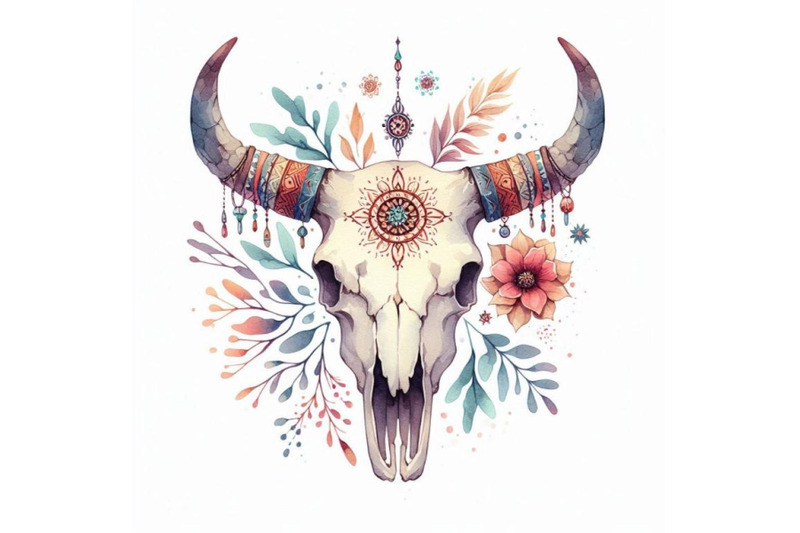 watercolor-cow-skull