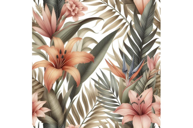 watercolor-tropical-leaves-and-flowers-seamless-patter