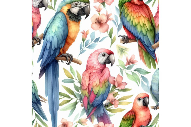 watercolor-parrots-seamless-pattern