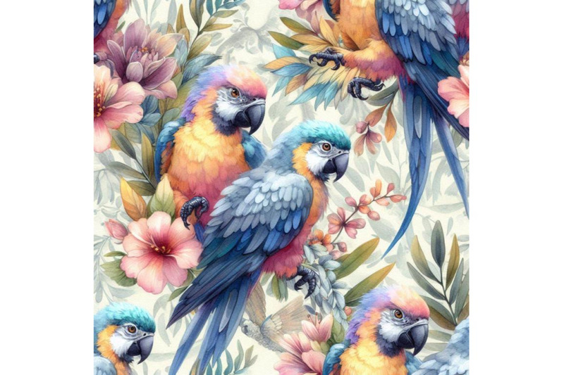 watercolor-parrots-seamless-pattern