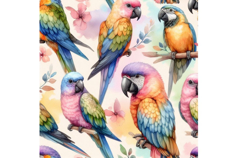 watercolor-parrots-seamless-pattern