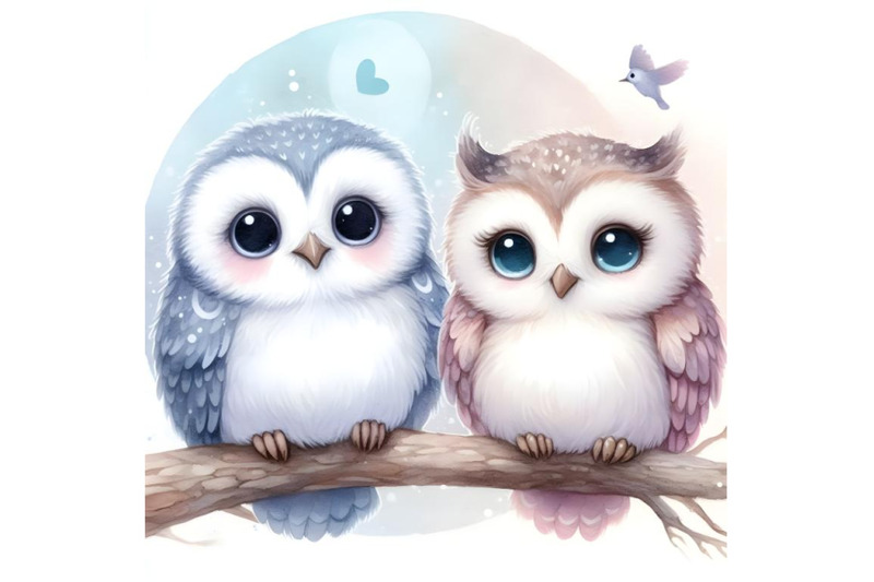 cute-owl-couple-sitting-on-tree-branch