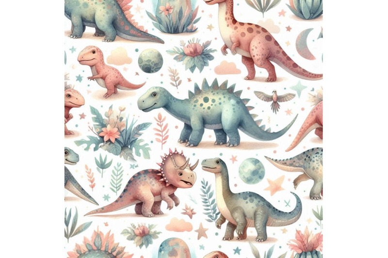 dinosaur-watercolor-seamless-pattern