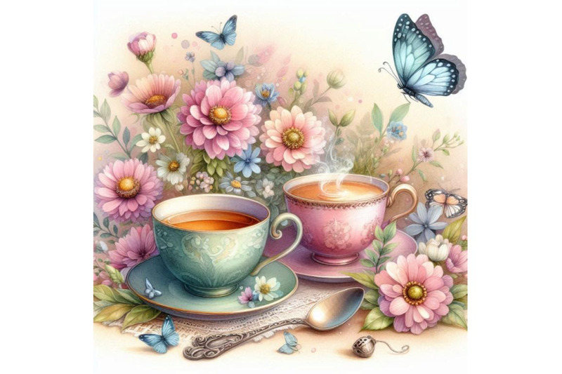 watercolor-tea-cups-background-with-spoon-flowers-a