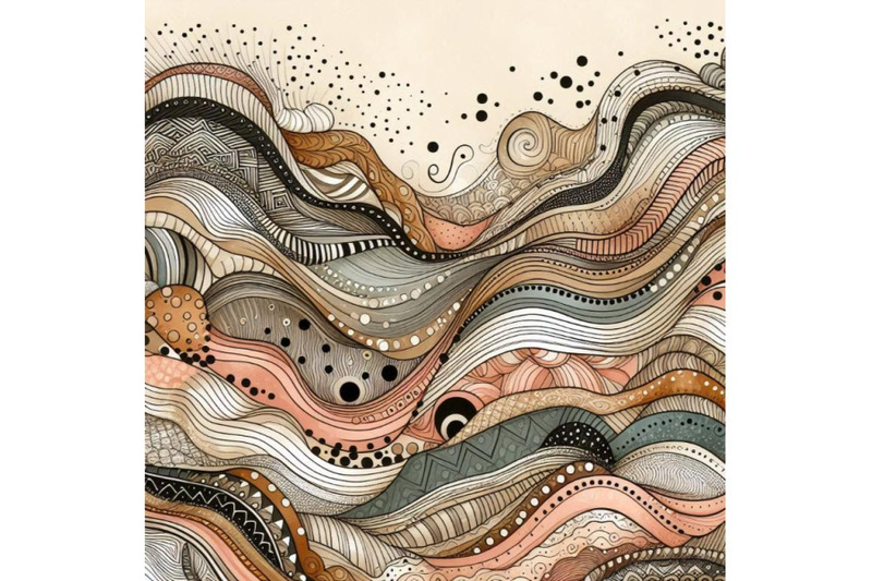 abstract-wavy-stripes-with-doodle-polka-dot-watercolo