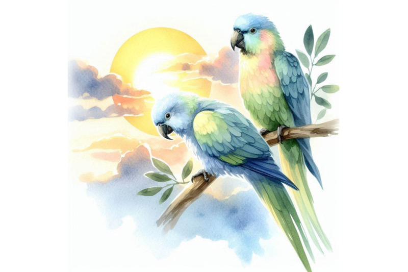 watercolor-illustration-of-two-parrots