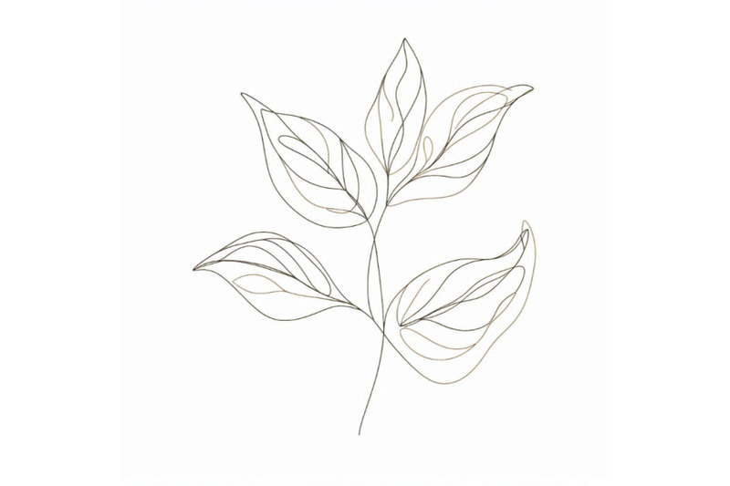 elegant-continuous-line-drawing-minimal-art-leaves-i