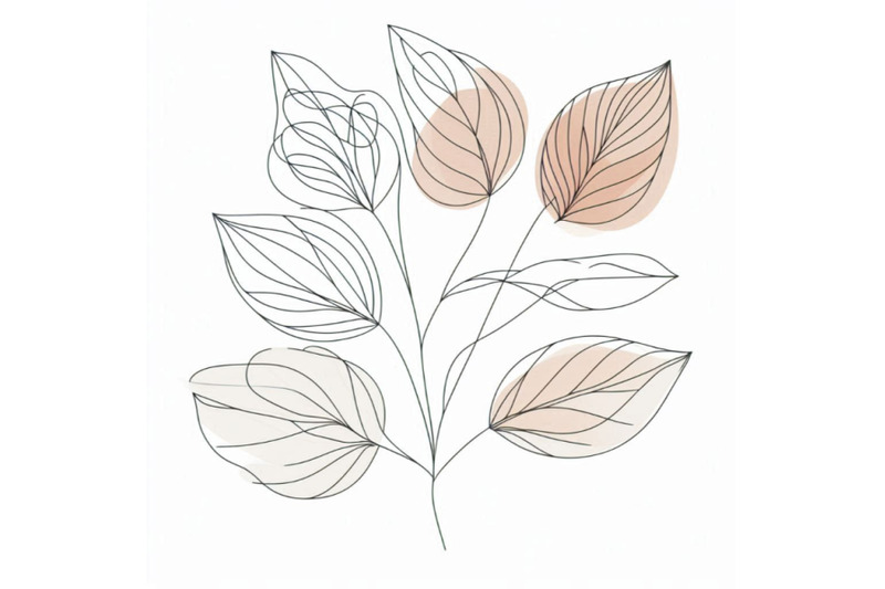 elegant-continuous-line-drawing-minimal-art-leaves-i