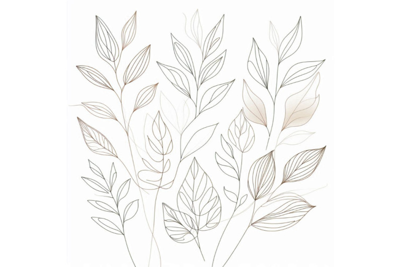 elegant-continuous-line-drawing-minimal-art-leaves-i