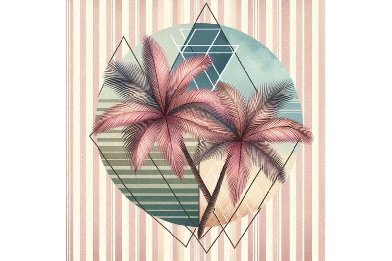 watercolor-palm-tree-print-in-geometric-shape-on-stripe