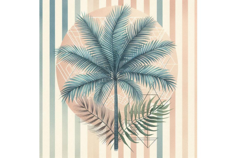 watercolor-palm-tree-print-in-geometric-shape-on-stripe