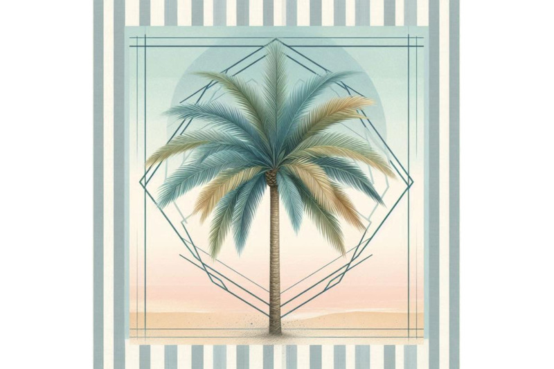 watercolor-palm-tree-print-in-geometric-shape-on-stripe