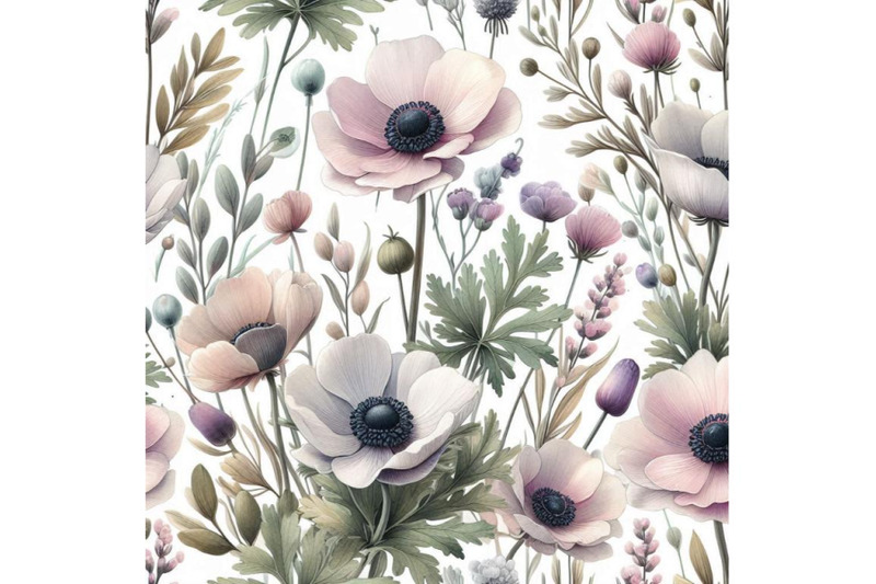 watercolor-seamless-pattern-with-anemone-and-herbs