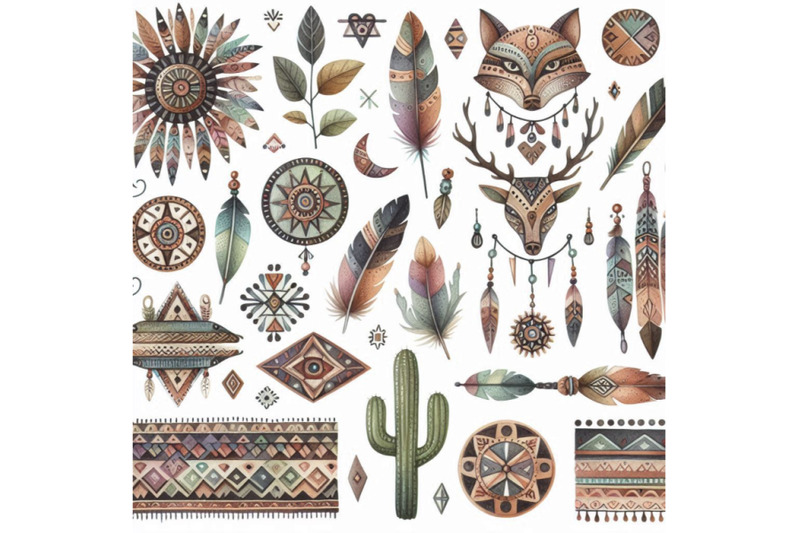 watercolor-tribal-elements-set-for-ethnic-design