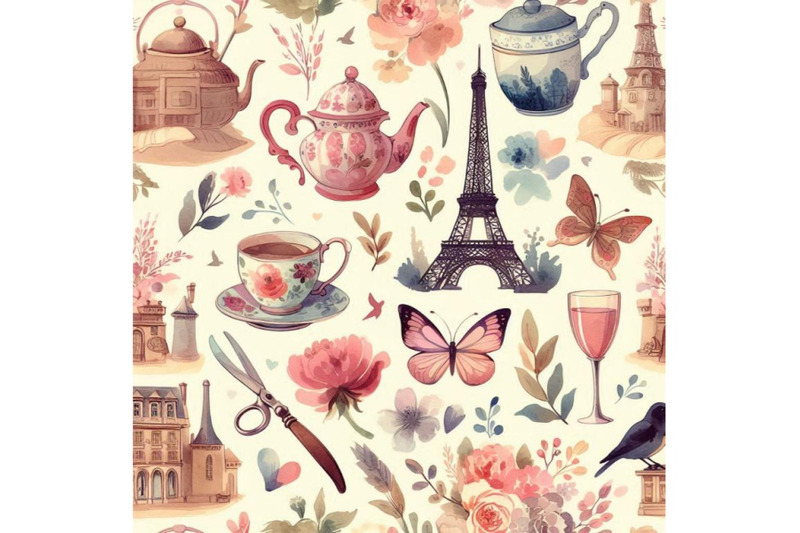 french-watercolor-seamless-pattern