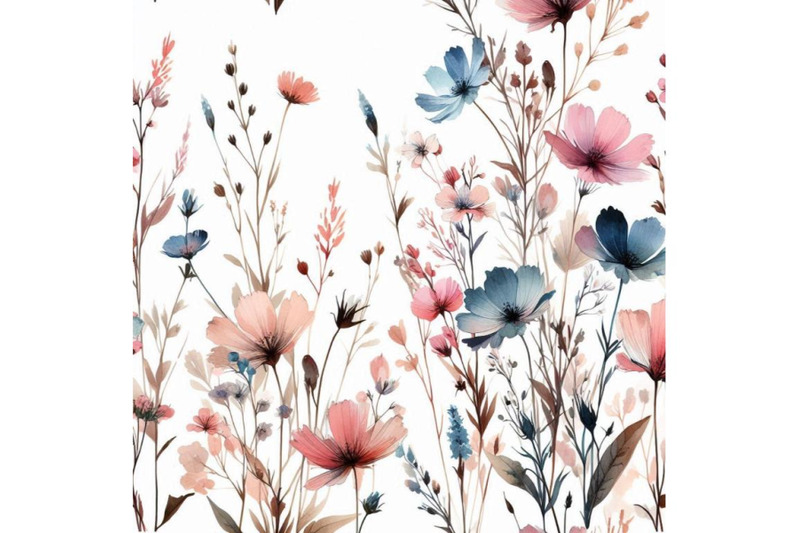 meadow-watercolor-and-ink-flower-seamless-pattern