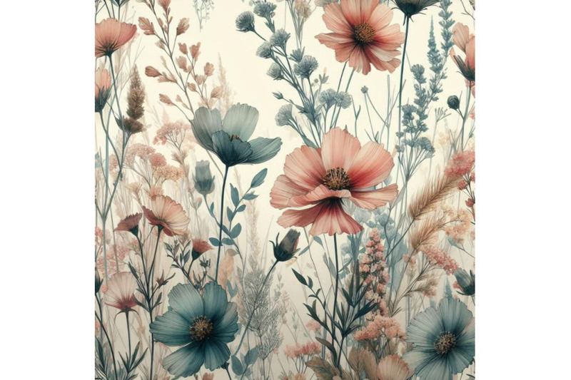 meadow-watercolor-and-ink-flower-seamless-pattern