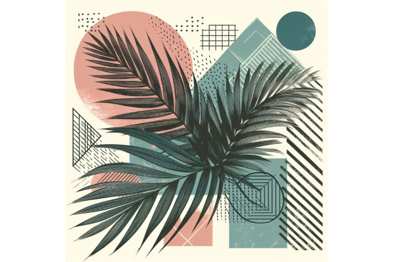 trendy-geo-layout-tropical-palm-leaf-brush-stroke