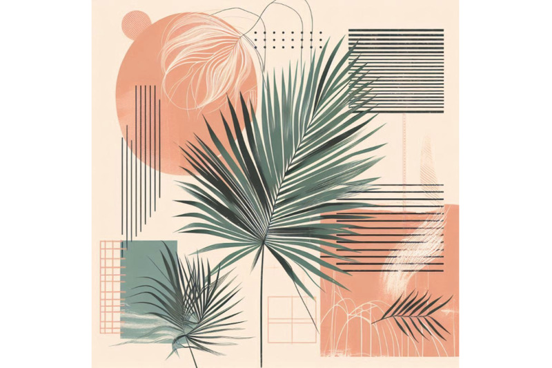 trendy-geo-layout-tropical-palm-leaf-brush-stroke