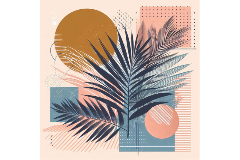 trendy-geo-layout-tropical-palm-leaf-brush-stroke