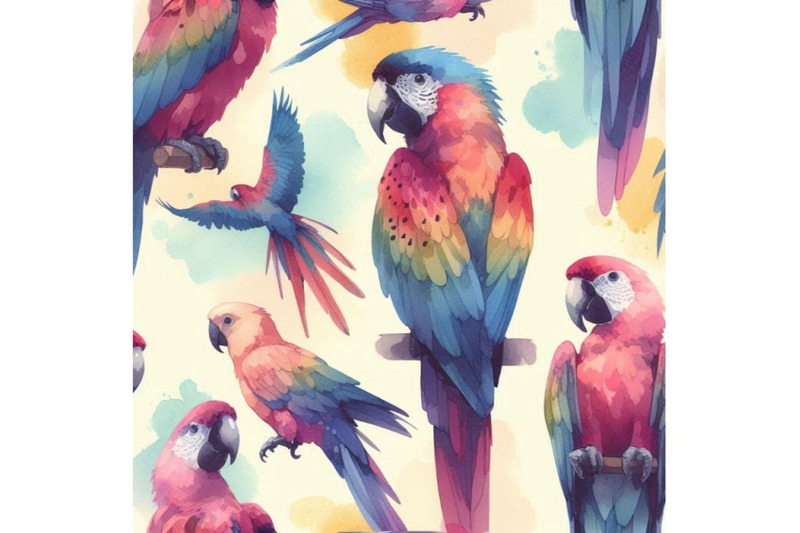 watercolor-parot-seamless-pattern