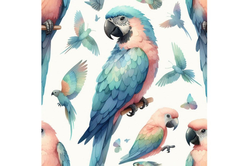 watercolor-parot-seamless-pattern