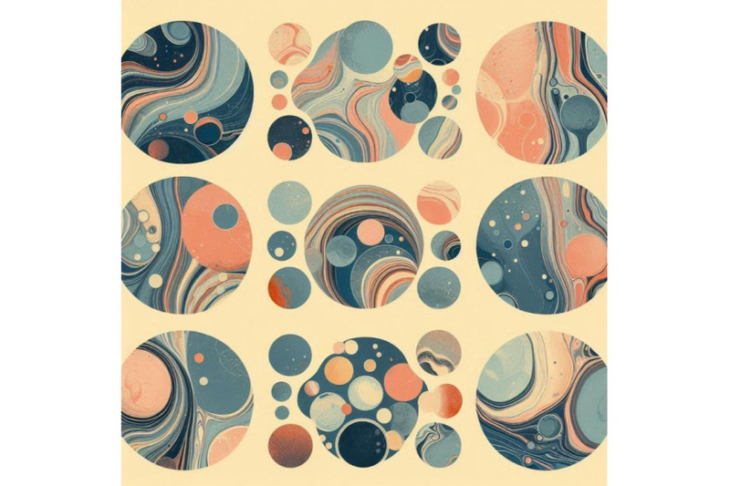 circles-with-water-color-marbling-grained-grunge-pap