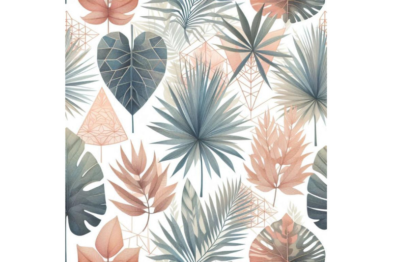 watercolor-tropical-leaves-and-palm-trees-in-geometric