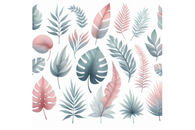 watercolor-tropical-leaves-set