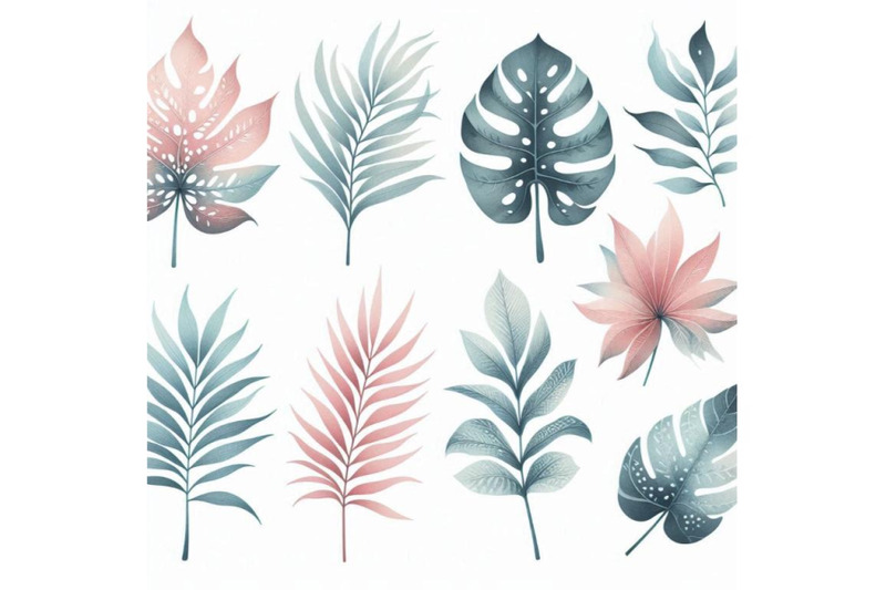 watercolor-tropical-leaves-set