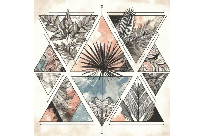 triangles-filled-with-marble-grunge-textures-doodles-w