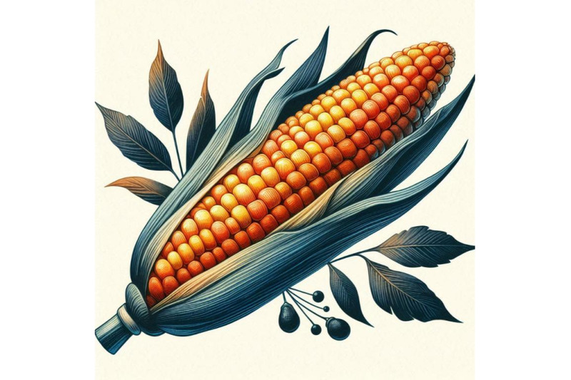 corncob-with-leaf-in-watercolor