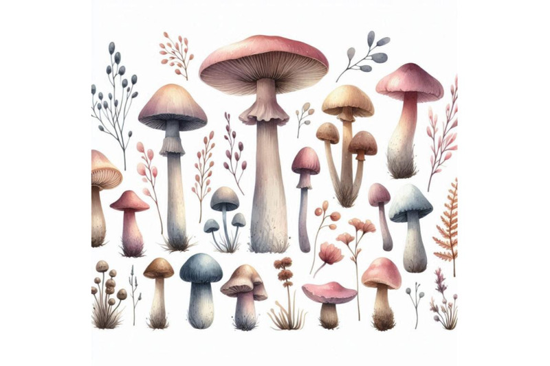 watercolor-mushrooms-set-on-white-background