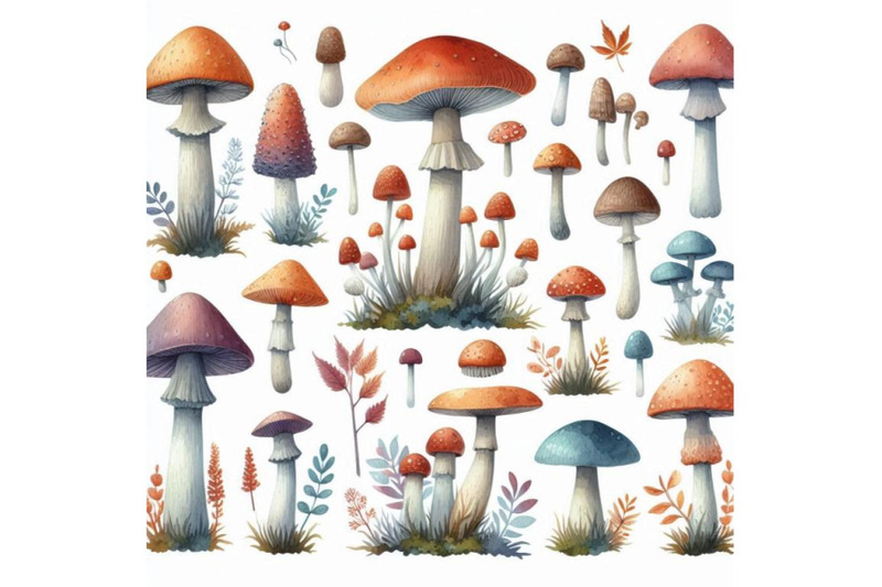 watercolor-mushrooms-set-on-white-background