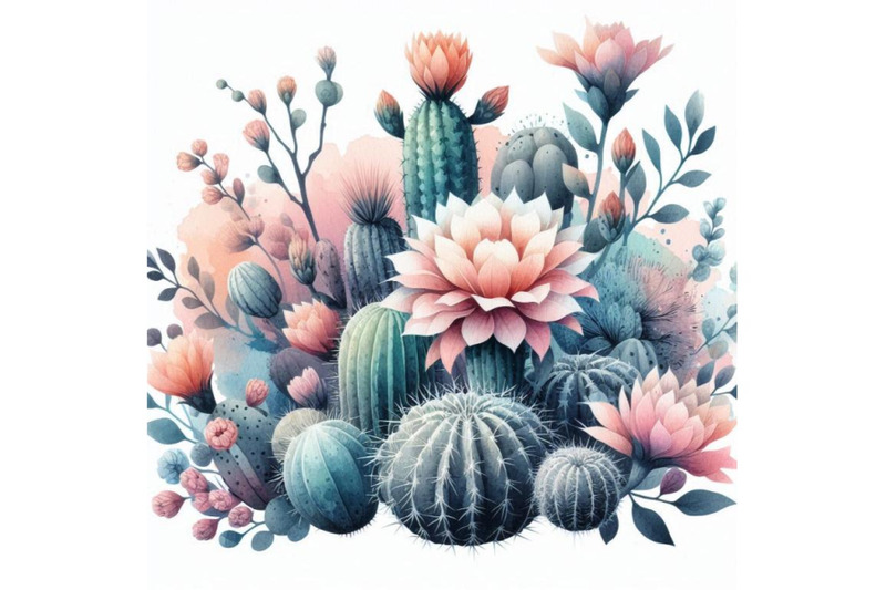 watercolor-blooming-cactus-background